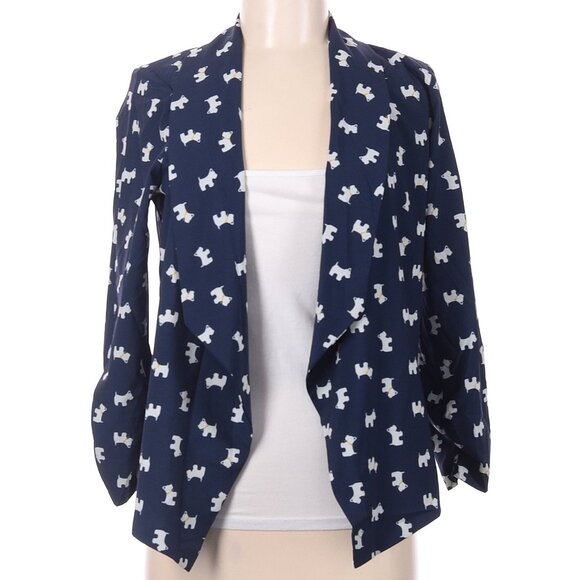 Navy white Westie dog Print casual blazer, size Medium - Picture 1 of 5
